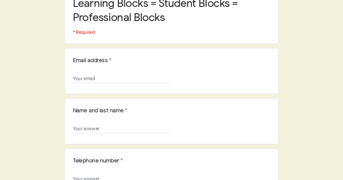 Learning Blocks = Student Blocks = Professional Blocks